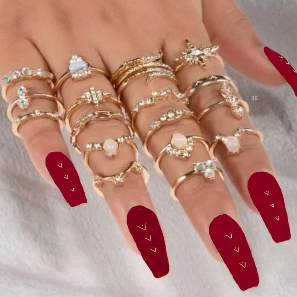 17 Pc Boho Ethnic Gypsy Opal, Crystal, Gold Tone Rings in Various Sizes - NWT - Picture 12 of 14